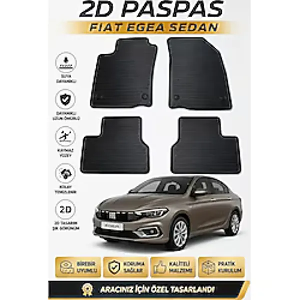 Fiat Egea Sedan 2D Oto Paspas Araca Özel Kauçuk Siyah