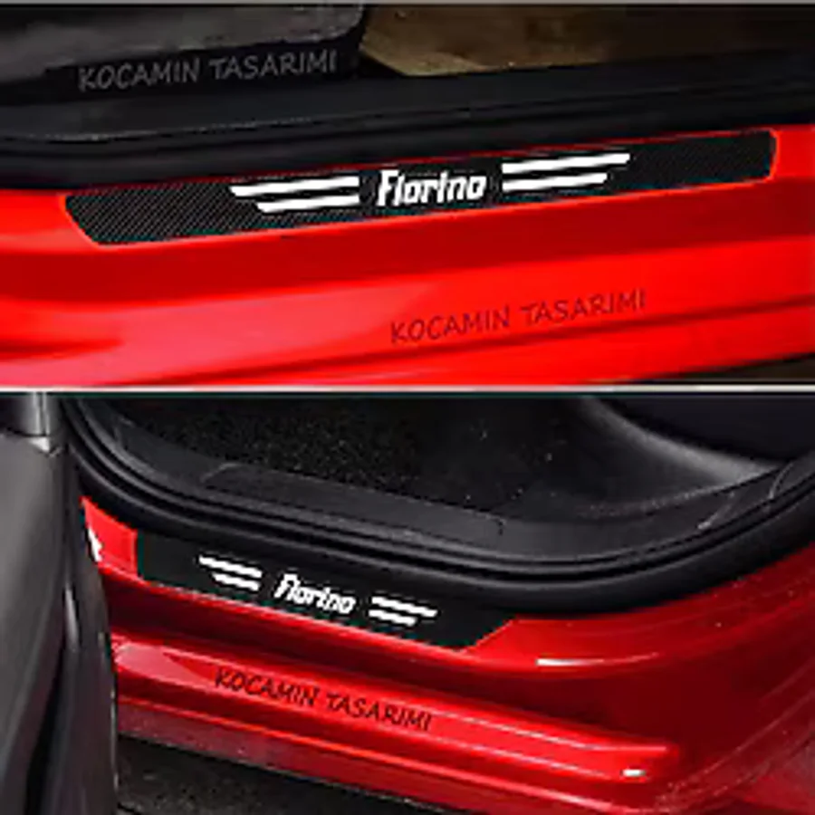 Fiat Fiorino Kapı ve Bagaj Eşiği Koruyucu Set Karbon Folyo Çizik Engelleyici Fiorino Yazılı