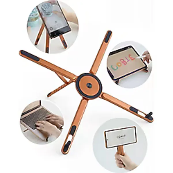 Fibaks 4'ü 1 Arada Manyetik Alüminyum Laptop Tablet Telefon Standı Tripod Katlanabilir Cep Boy Taşınabilir
