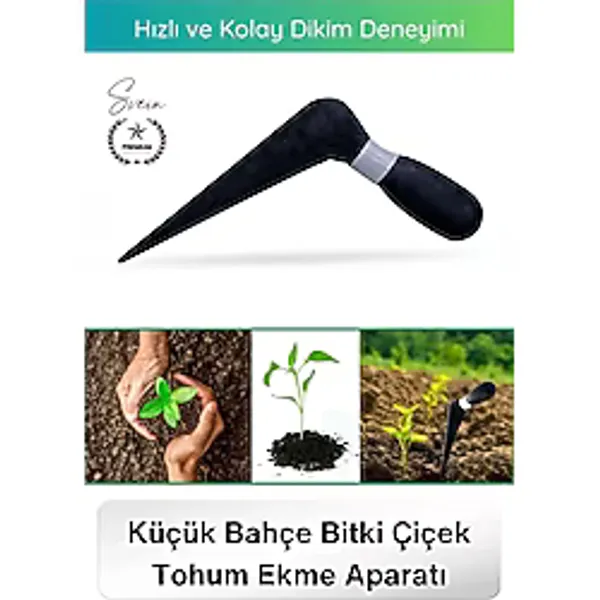 #Fide Küçük Bahçe Bitki Çiçek Tohum Ekim Manuel Fide Dikme Aparatı Siyah Saplı Dayanıklı Toprak Delici Bahçe El Aleti Pr