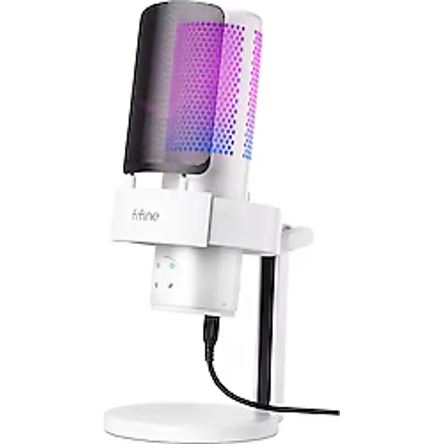 Fifine Ampligame A9 Beyaz RGB USB Yayıncı Mikrofonu