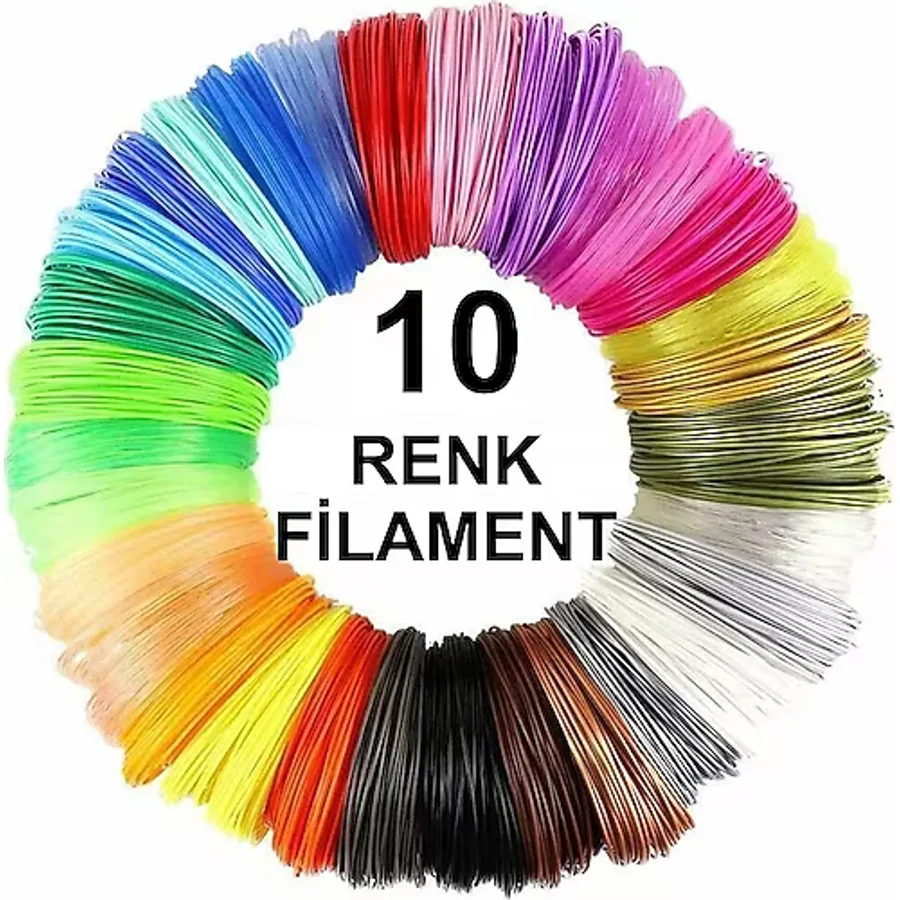 Filament 3d Kalem Yazıcı İçin 10 Renk 20 Metre (10 X 2 Metre) Pla