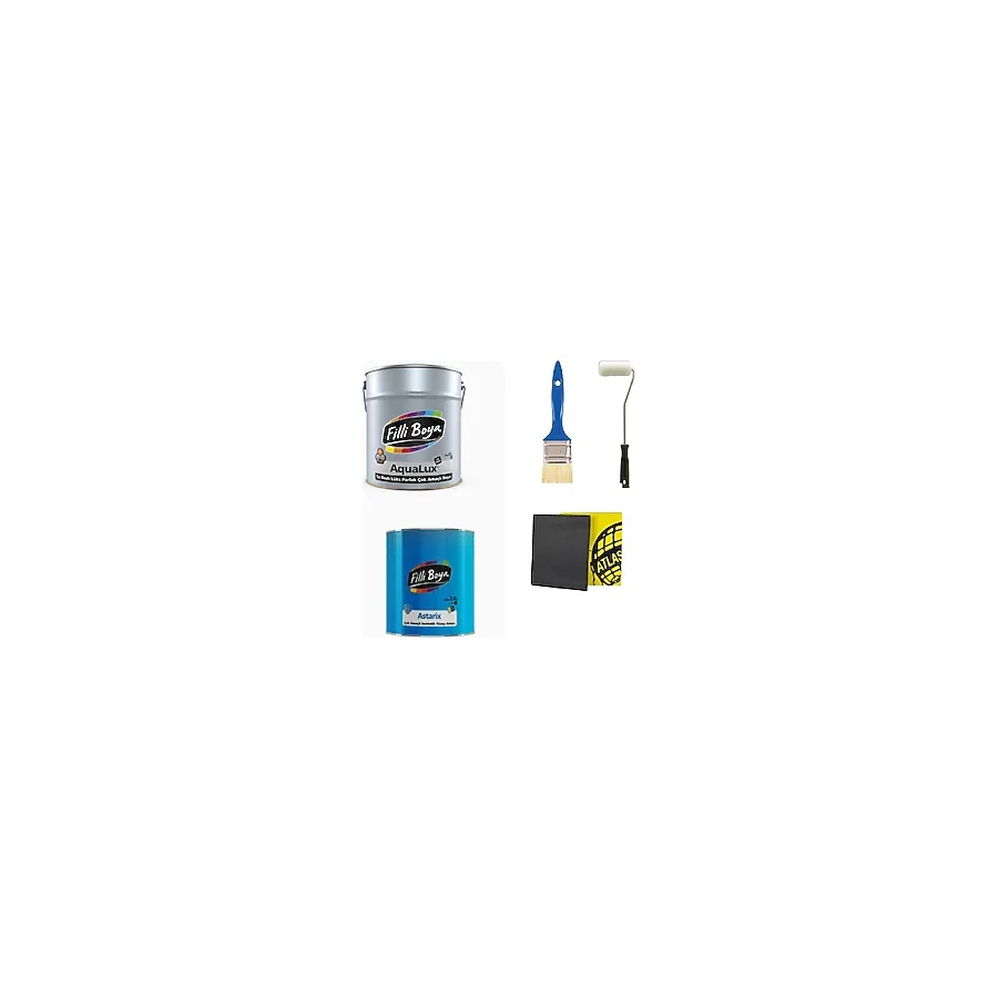 Filli Boya Aqualux Çok Amaçlı Ahşap Metal Cam Plastik Seramik Boyası 2.5lt+Astarix 2.5lt+Boyama Seti ANDEZİT40 - 2.5 Lt - Andezit 40