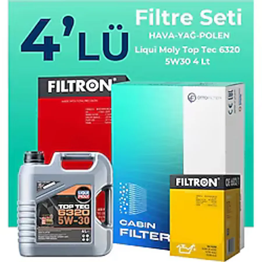 Filtron Peugeot 408 1.2 Benzin Filtre Bakım Seti Liqui Moly Motor Yağlı (2023-2025) 4 Lü