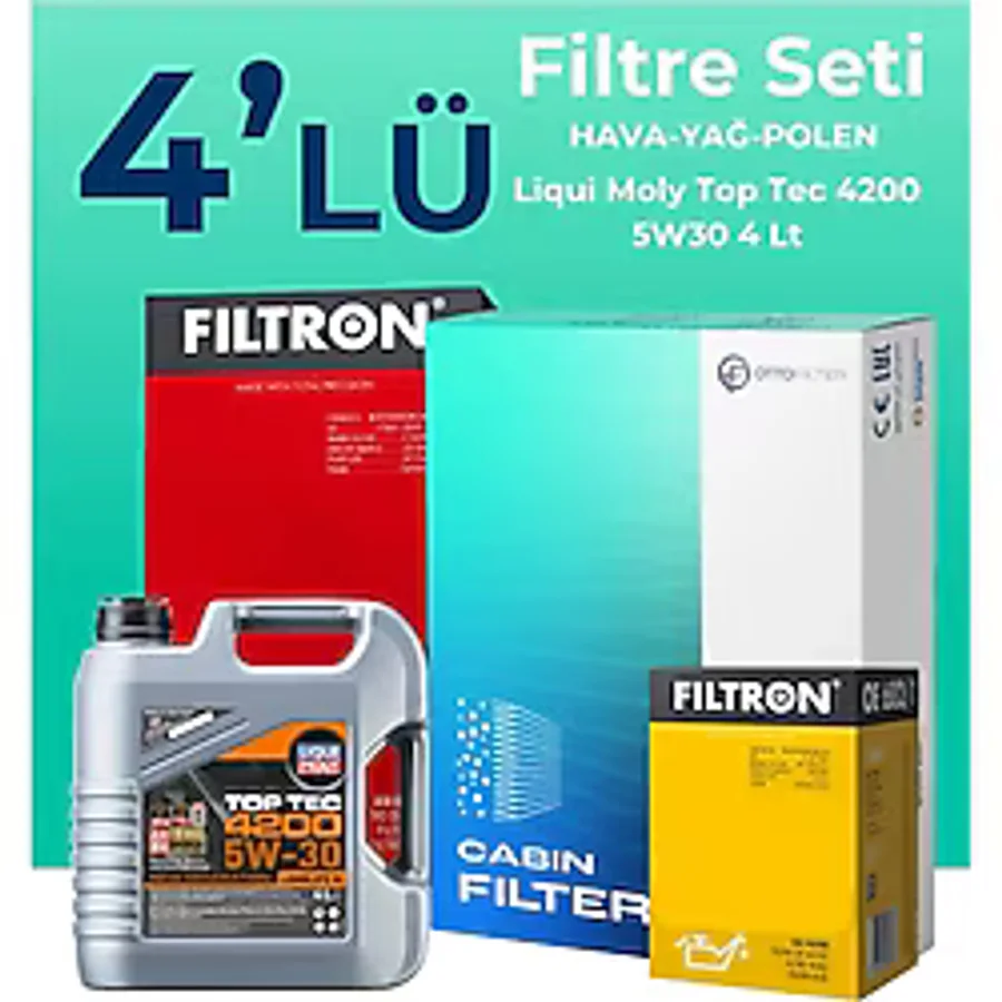 Filtron Seat Leon 1.4 TSi Filtre Bakım Seti Liqui Moly Motor Yağlı (2013-2018) 4 Lü