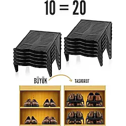 Findit 10 LU Ayakkabı Rampası Yer Tasarruf Organizeri Mehle-Twin