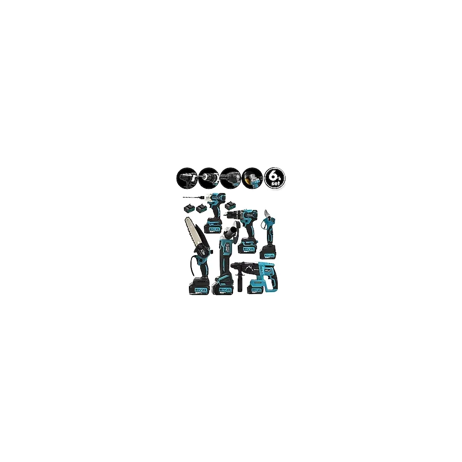 Findit 6PCS USTA ELEKTRİKLİ ALET SETİ ŞARJLI=21V SPRAL TAŞLAMA - HİLTİ - BAĞ MAKAS - SOMUN SÖKME - DARBELİ VİDALAMA - BUDAMA TE
