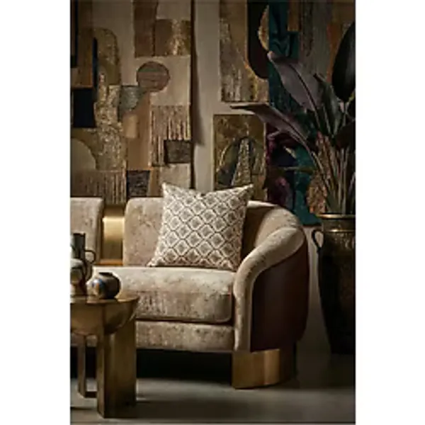 Finezza Melisa Damask Baskılı Duck Kumaş Kahverengi Kırlent 45x45 Cm - 807