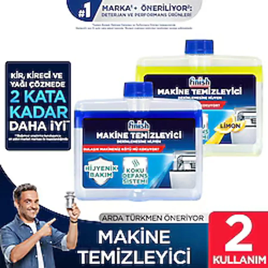 Finish Bulaşık Makinesi Temizleyici Koku Giderici Hijyenik Bakım Sıvısı 2 x 250 ML