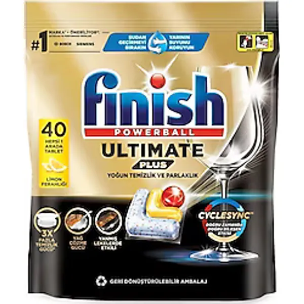 Finish Ultimate Plus Limon Ferahlığı Bulaşık Makinesi Tableti 40'lı