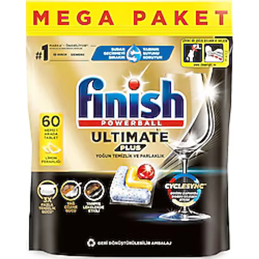 Finish Ultimate Plus Limon Ferahlığı Bulaşık Makinesi Tableti 60'lı