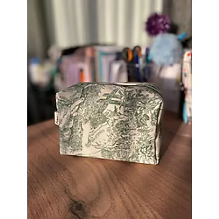 Fiorbag Çok Amaçlı Makyaj Çantası Vintage Desenli - Yeşil