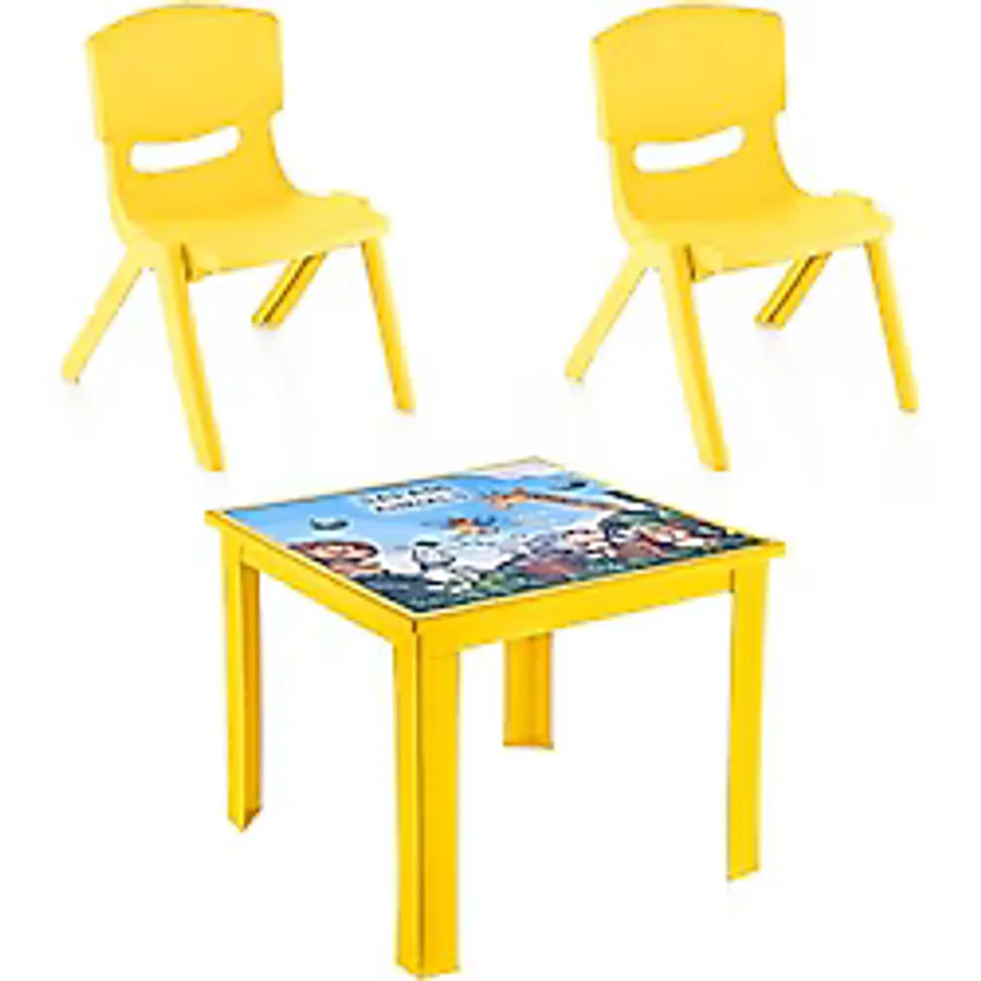 Fiore 3'lü Set Çocuk Masa Sandalye Takımı Sarı Safari 1-3 Yaş