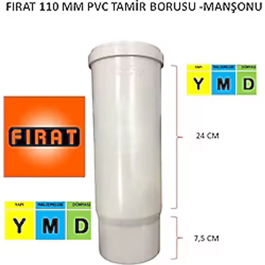 Fırat 110 mm Pvc Tamir Borusu Manşonu
