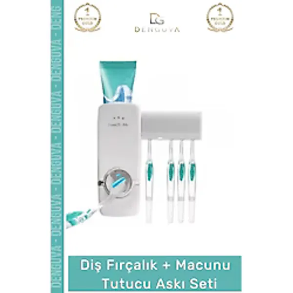 #Fırçalıkseti Otomatik Diş Macunu Sıkacağı Hijyenik Banyo Vantuzlu 5 Adet Fırçalık Askı Seti