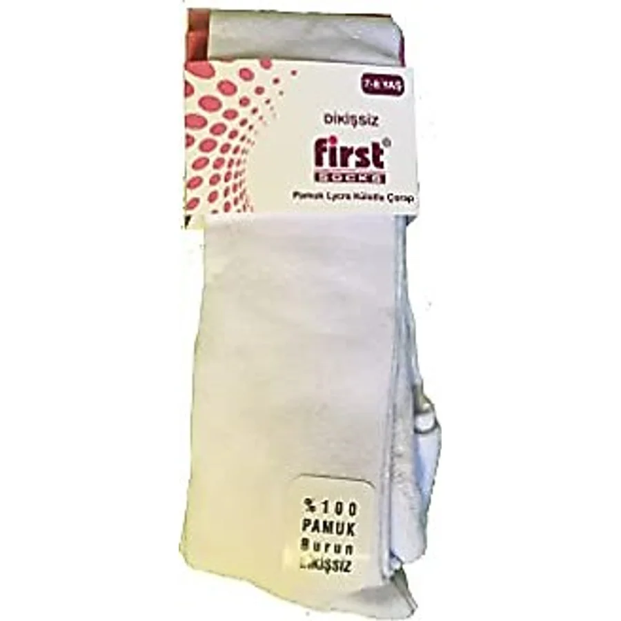 First Beyaz Renk 6 Çift First Burun Dikişsiz Külotlu Çorap Beyaz 3-4 Yaş