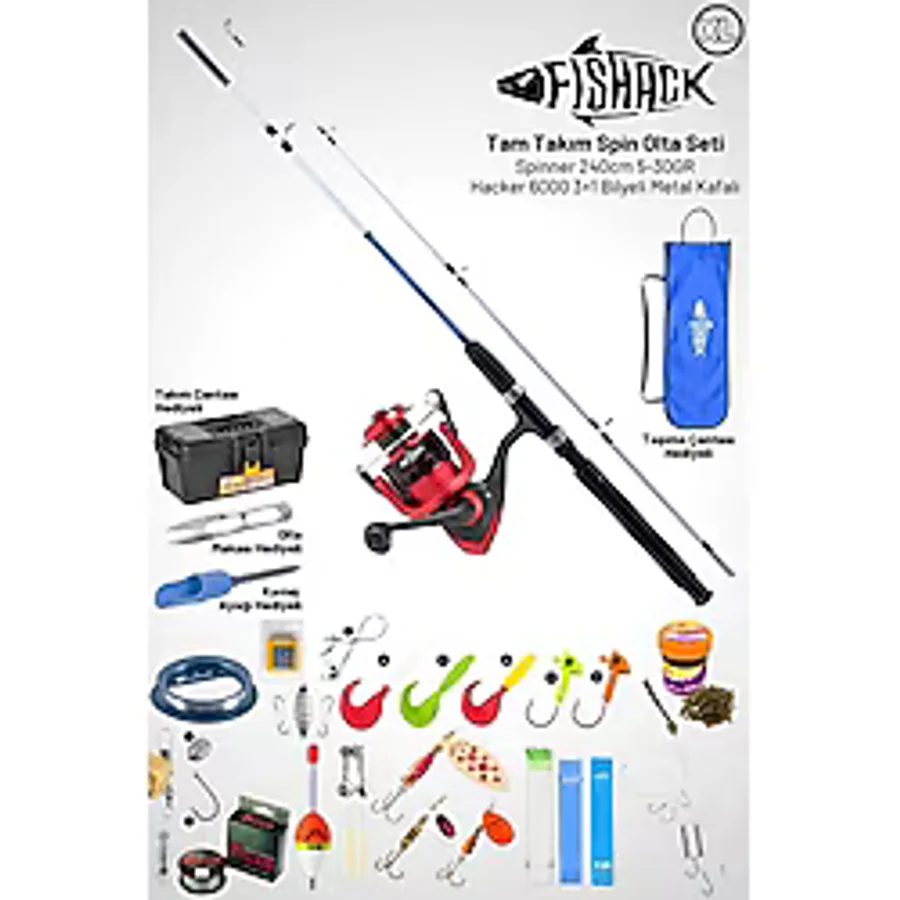 Fishack Tam Takım Spin Olta Seti - 240CM Kamış 5-30GR / 6000'LIK 3+1bb Makine - Xl - At-Çek Olta Takımı