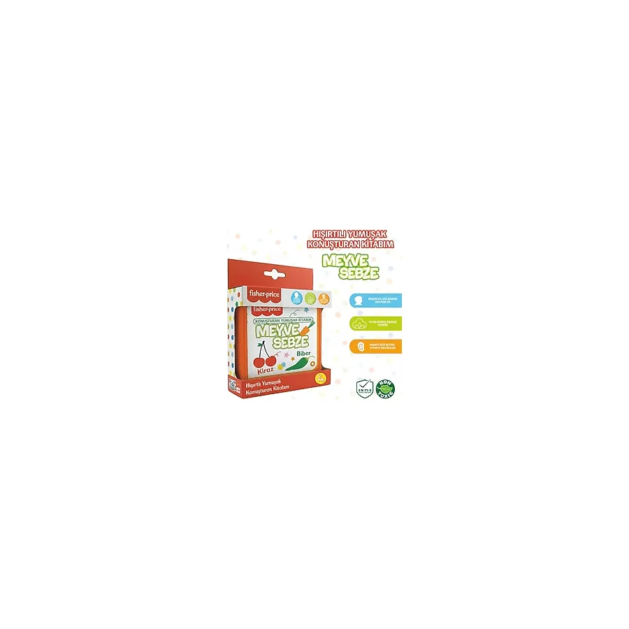 Fisher-Price Fisher Price Eğitici Konuşturan Hışırtılı Bebek Kitabı Duyusal Zeka Gelişimi 0-3 Yaş Meyve Sebze