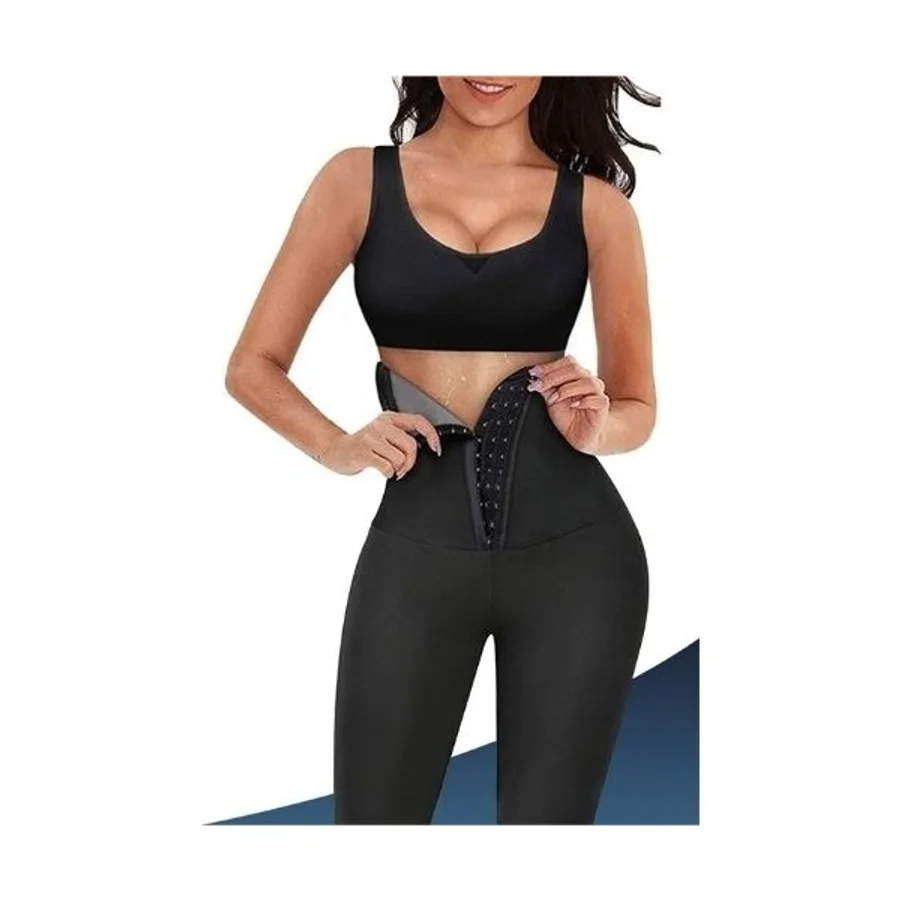 Fit Form Giyim Agraflı Termal Sauna Tayt Yüksek Bel Tasarım ile Rahat Günlük Kullanım İçin - Siyah - XL