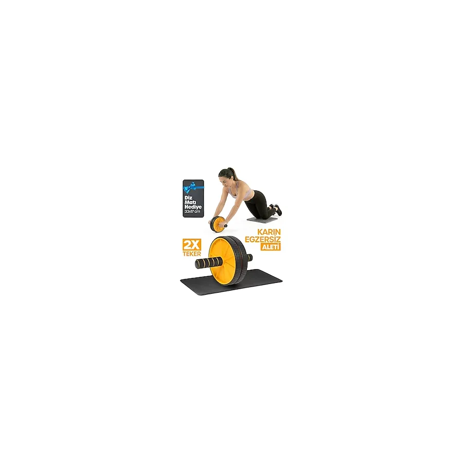 Fitness Karın Egzersiz Aleti Ab Roller 2X Tekerlekli Mekik Ev Spor İncelme Kas Yapma Aleti S309
