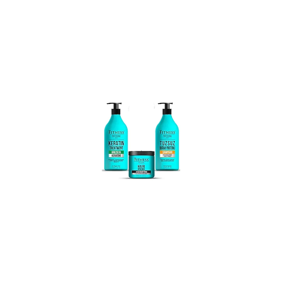 Fitness Professional Saç Düzleştirici Keratin Bakımı + Tuzsuz Şampuan + Onarıcı Keratin Maskesi