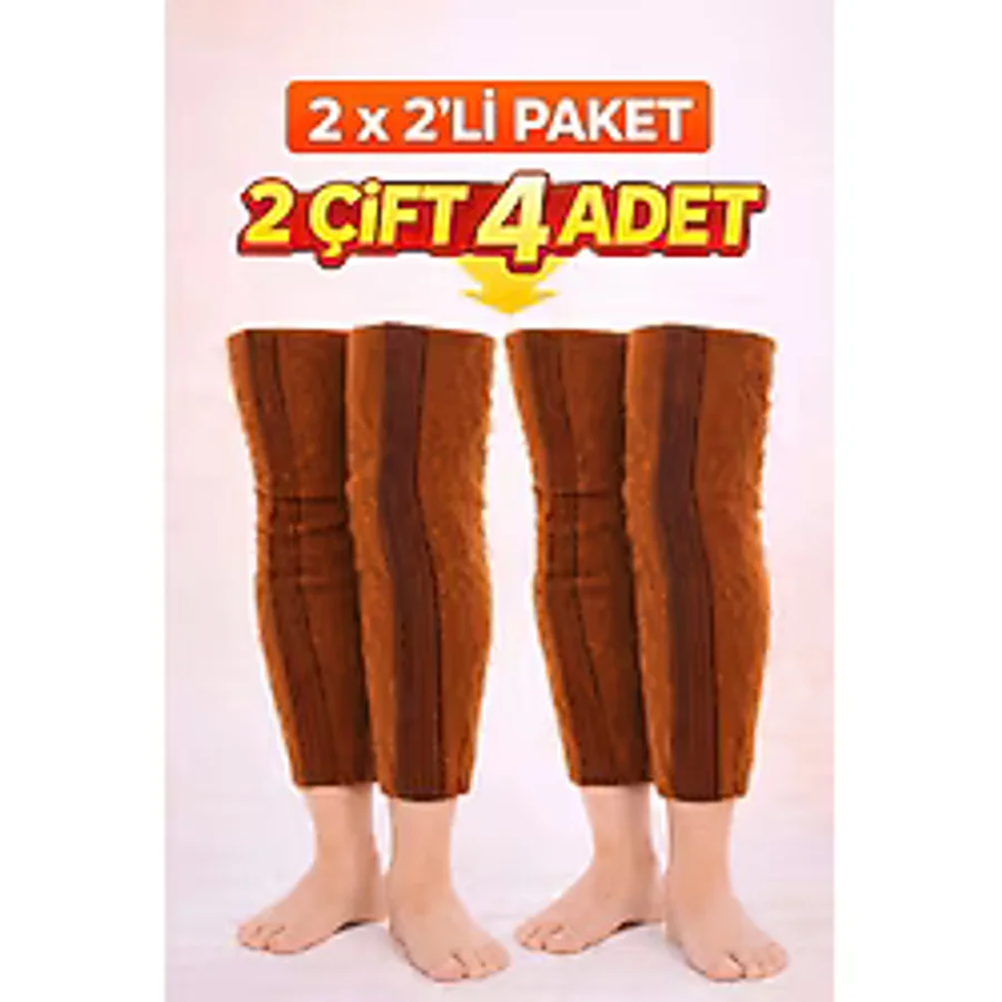 FitOnly Yün Dizlik - Romatizma ve Diz Ağrısı İçin Termal Isıtıcı Ortopedik Dizlik (1+1 Paket Toplam 4 Adet) - Kahverengi