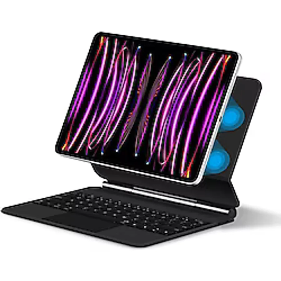 Five-E Apple iPad Pro 11 Inc 5. Nesil M4 (2024) Bluetoothlu Touchpadli Manyetik Kapaklı Magic Ingilizce Q Keyboard A2836 A2837 - Siyah