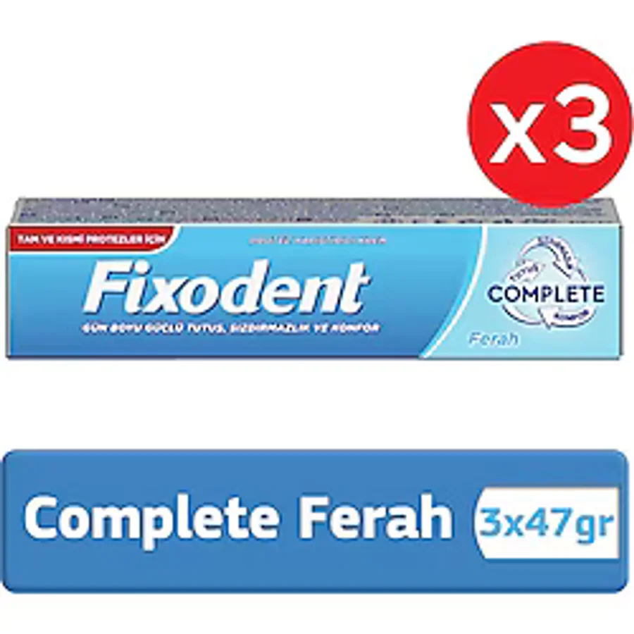 Fixodent Complete Ferah 47 gr 3 Adet Protez Diş Yapıştırıcı
