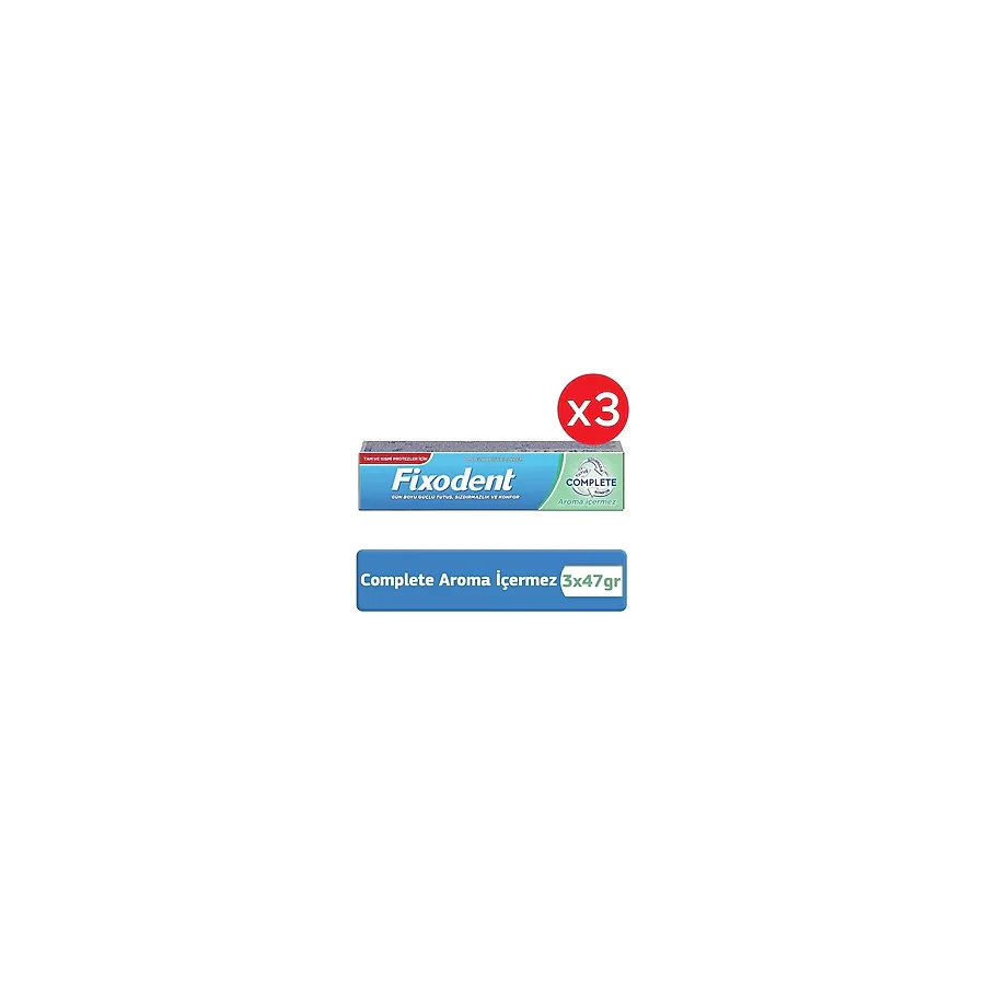 Fixodent Complete Güçlü Tutuş Aromasız 47 gr 3 Adet Protez Diş Yapıştırıcı