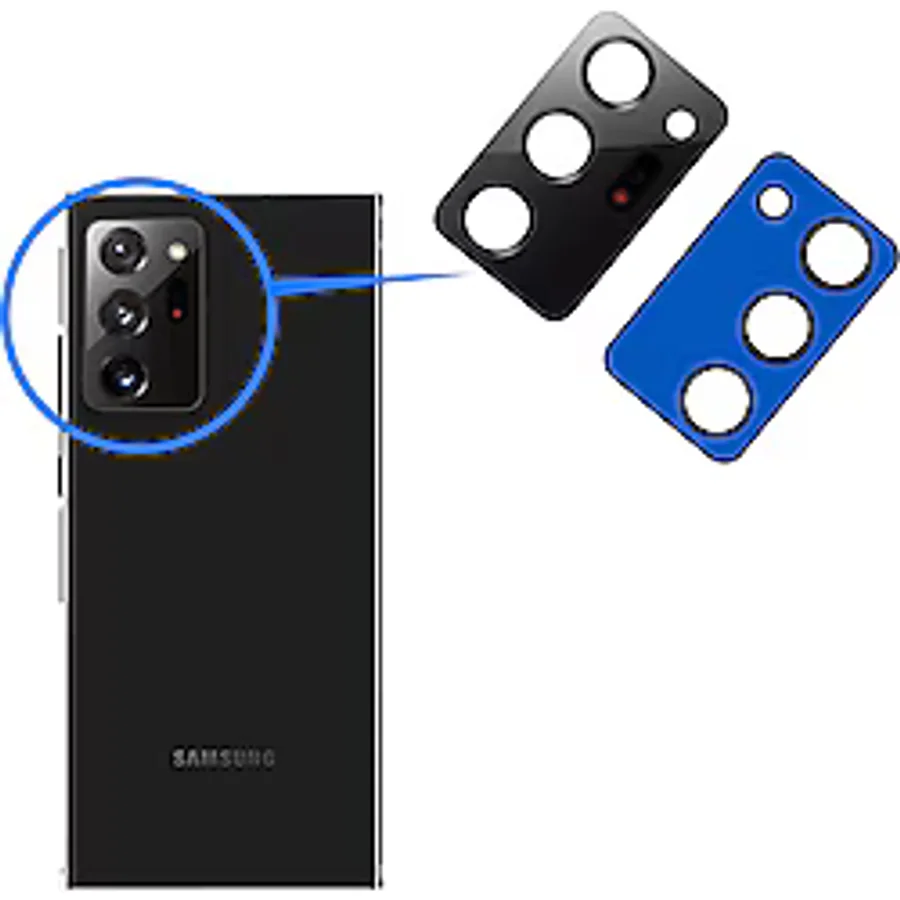 FLAGEN Samsung Galaxy Note 20 Ultra Arka Kamera Camı Lens Yapışkanlı