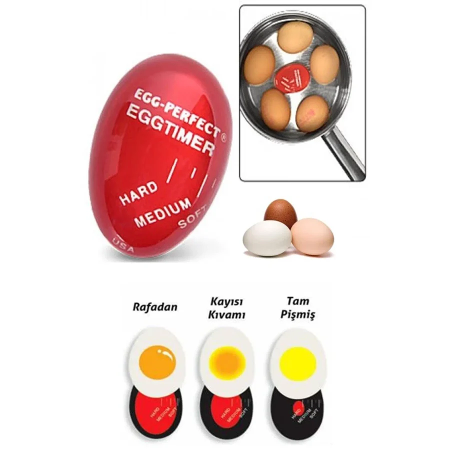 Flaizhen Renk Değiştiren Yumurta Zamanlayıcı Yumurta Haşlama Derecesi Dublör Yumurta Pişirme Aleti Egg Timer