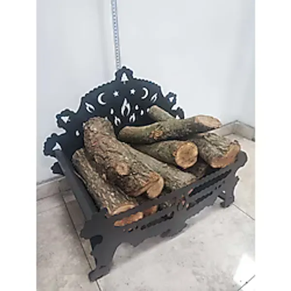 Flame Stove Fs-101Ay Ayyıldız Desenli Lazer Kesim Odunluk