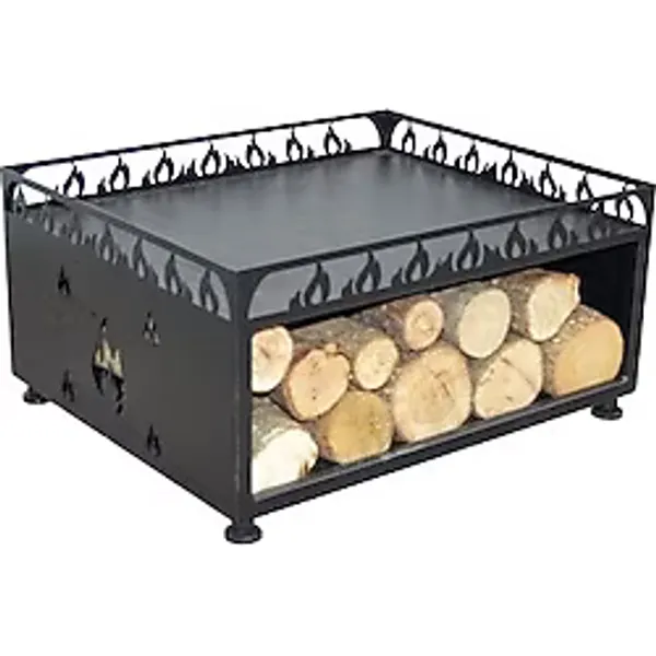 Flame Stove FS-106-A Alev Desenli Soba Altlığı 60x50 cm Metal Malzeme ile Uzun Ömürlü ve Şık Tasarım Siyah Saç Malzemeden Üretilmiştir
