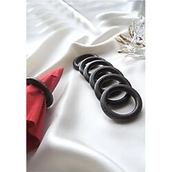 Flea Market 8'li Set Ahşap Peçete Yüzüğü Doğal Koyu Ceviz 5 cm, iBTPCT12