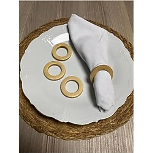Flea Market 8'li Yassı Ahşap Peçetelik Set Doğal Ahşap Halka Peçete Yüzüğü 5cm, 5cmPecetelik