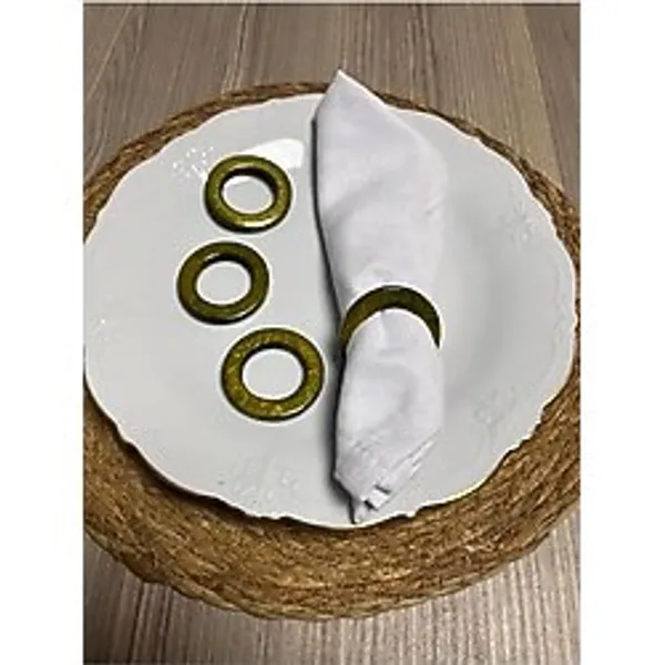 Flea Market 8'li Yassı Ahşap Peçetelik Set Doğal Halka Peçete Yüzüğü 5cm - Haki, 5cmPecetelik