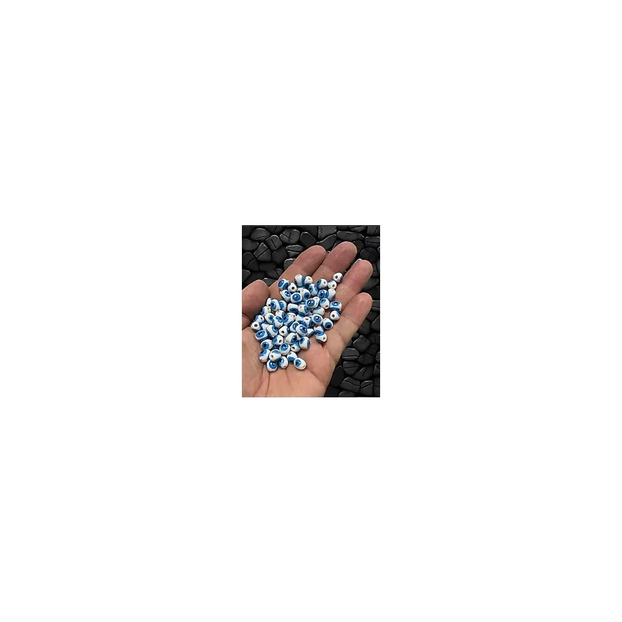 Flea Market 8Mm Akrilik Danagöz Nazar Boncuk - Takı Boncuğu - Saç Boncuğu - 50 Adet/Ince Delikli Kınabeadakriliks Beyaz