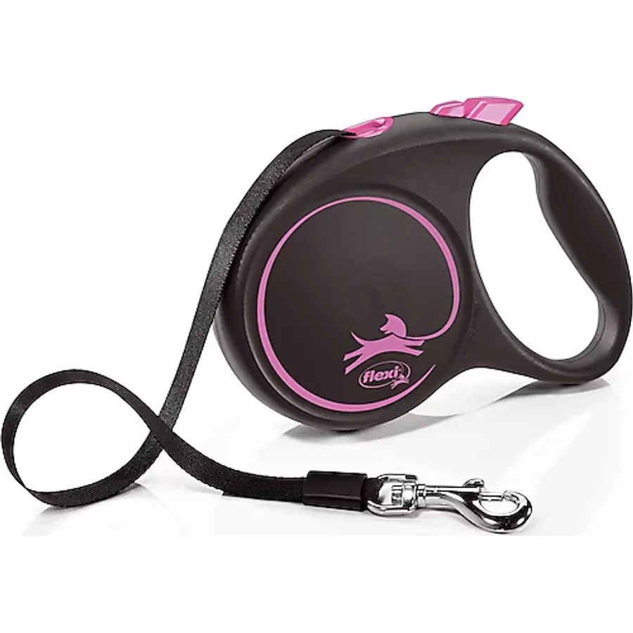 Flexi Black Design Large 5 m Şerit Pembe Otomatik Köpek Gezdirme Tasması