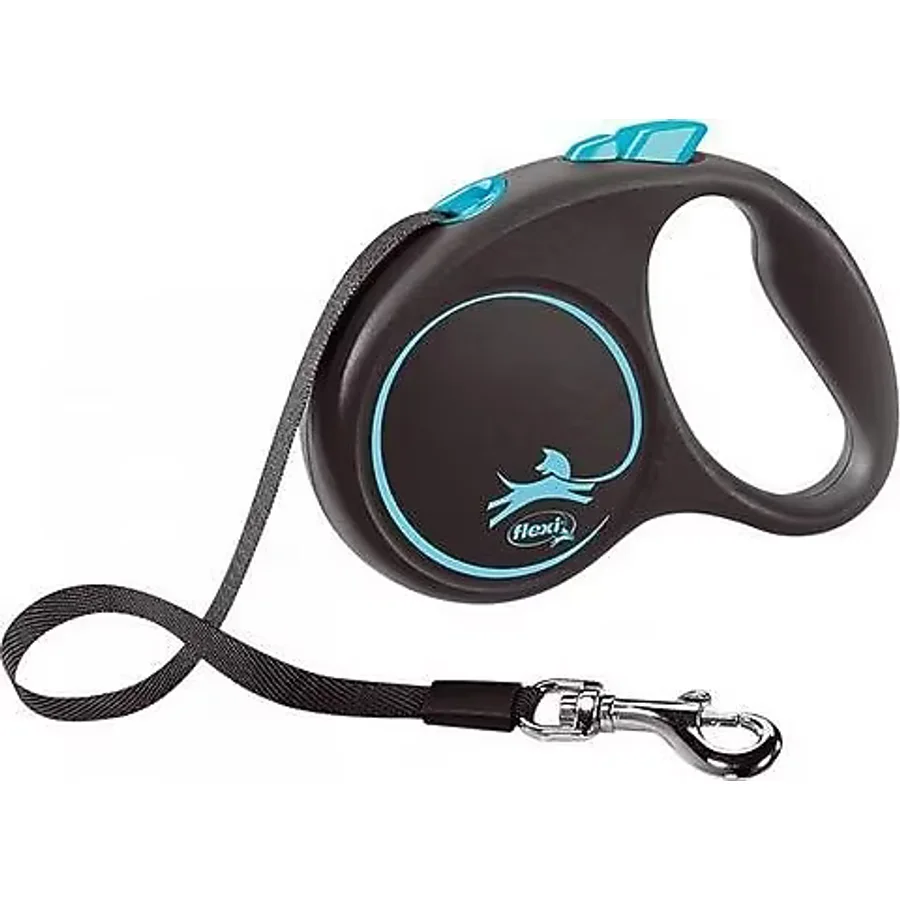 Flexi Black Design Small 5 m Şerit Mavi Otomatik Köpek Gezdirme Tasması