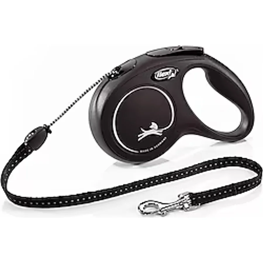 Flexi New Classic 5 m İp Medium Siyah Otomatik Köpek Tasması