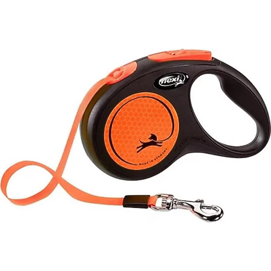 Flexi New Neon 5 m Medium Şerit Turuncu Otomatik Köpek Gezdirme Tasması