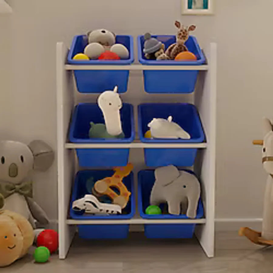 Flinder 6 Sepetli Montessori Mavi Oyuncak Dolabı