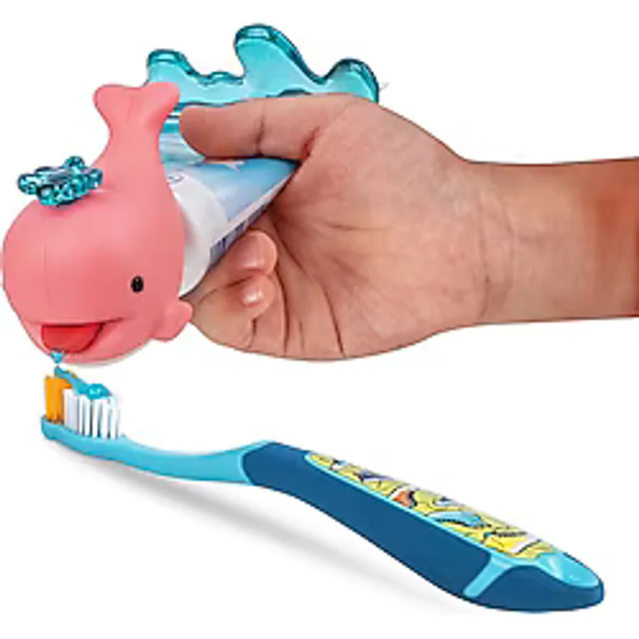 Flipper Diş Macunu Sıkma Squirter Pembe Balık Silikon ile Dağınıklık Olmadan Eğlenceli Diş Temizliği