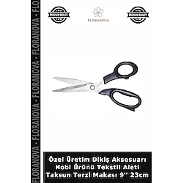 Floranova Özel Üretim Dikiş Aksesuarı Hobi Ürünü Tekstil Aleti Taksun Terzi Makası 9'' 23CM - Çok Renkli - Tek Ebat