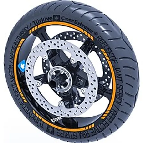 Floresan Turuncu 4 Parçalı Kesikli Jant Şeridi Sticker Çınar Extreme