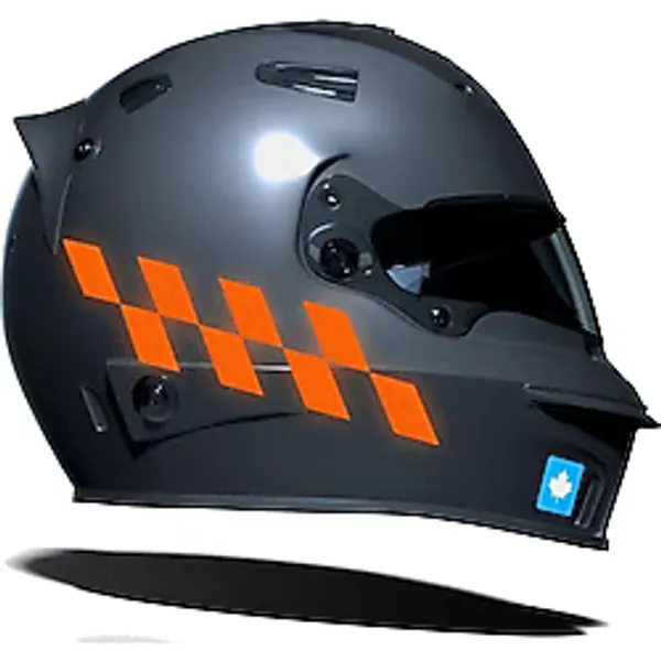 Floresan Turuncu Damalı Kask Motosiklet Sticker Takımı Çınar Extreme