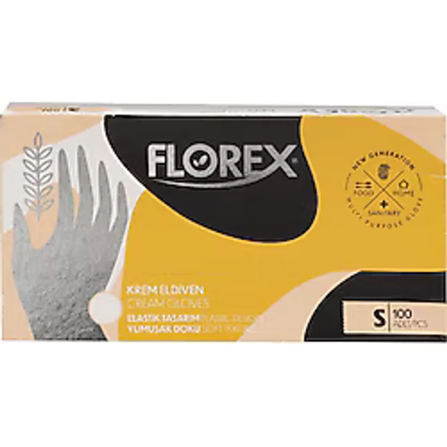 Florex Çok Amaçlı Eldiven Tek Kullanımlık Pudrasız 100 Adet Krem - ..