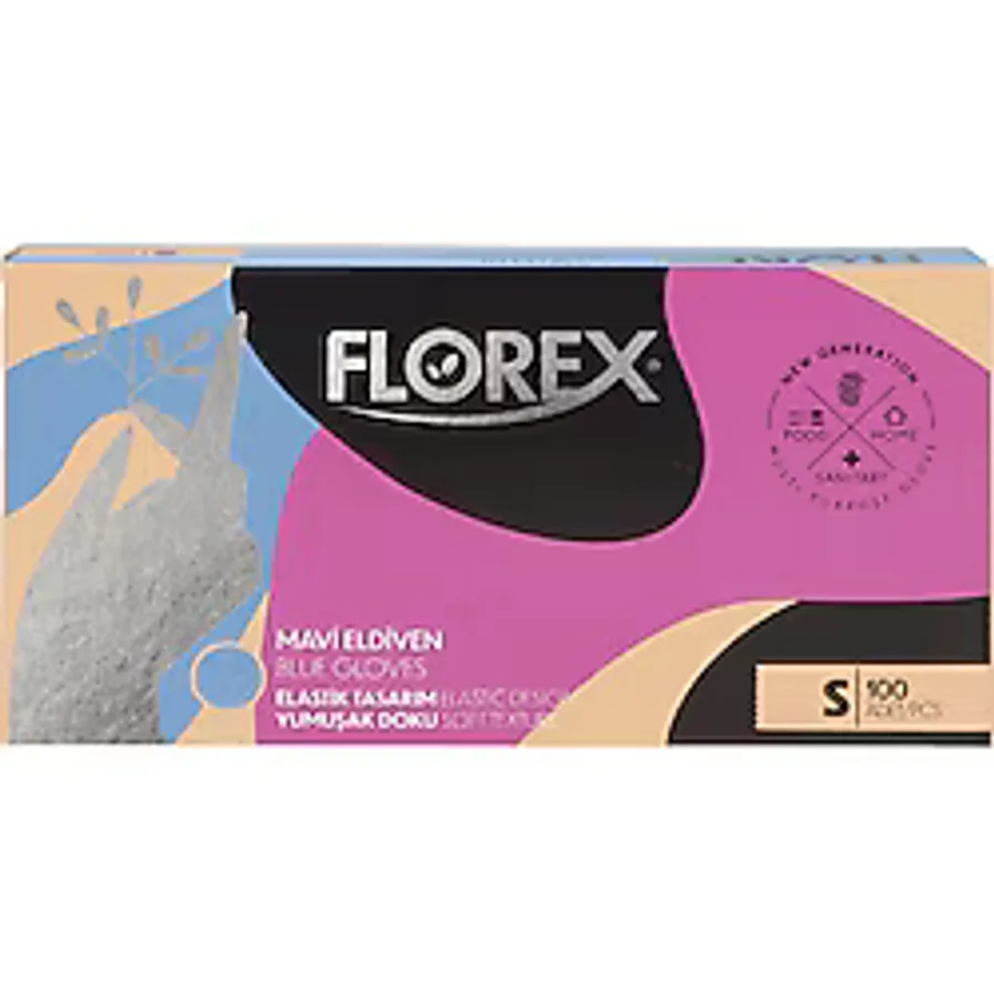 Florex Çok Amaçlı Eldiven Tek Kullanımlık Pudrasız 100 Adet Mavi - ..