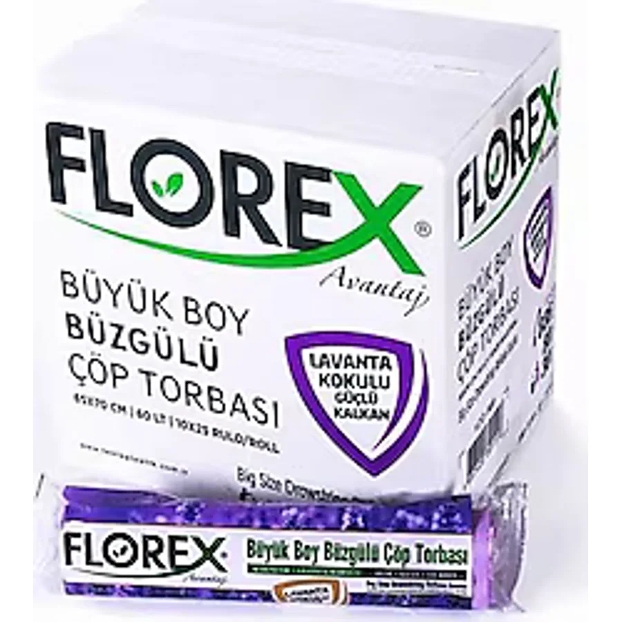 Florex Lavanta Kokulu Büzgülü Büyük Boy Çöp Poşeti 10'lu 25 Adet