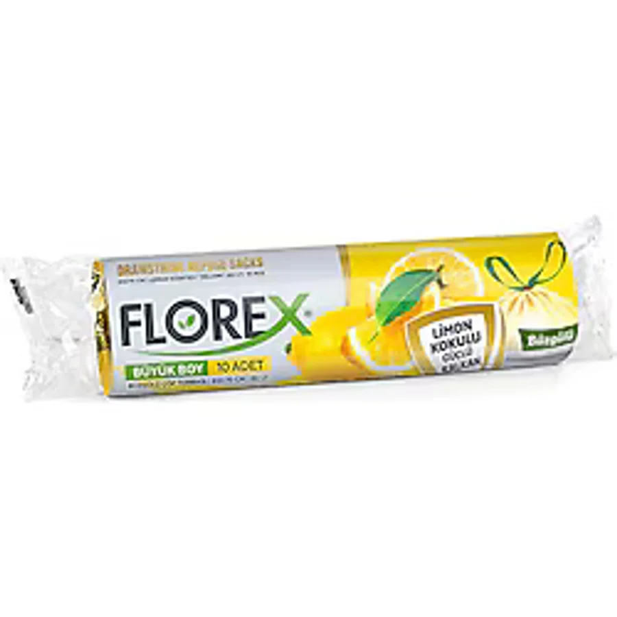 Florex Limon Kokulu Büzgülü Büyük Boy Çöp Poşeti 10'lu 25 Adet